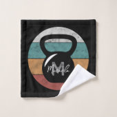 kettlebell aangepast monogram initiaal bad handdoek (Wasdoekje)