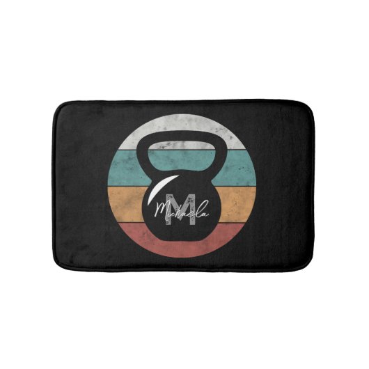kettlebell aangepast monogram initiaal badmat (Voorkant)