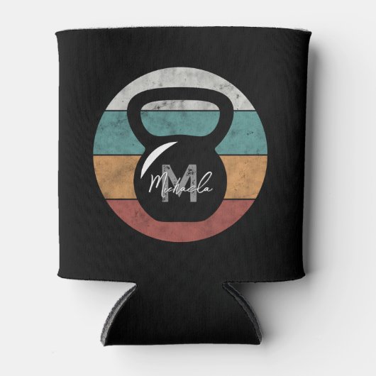  kettlebell aangepast monogram initiaal blikjeskoeler (Voorkant)