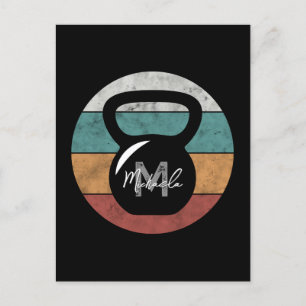  kettlebell aangepast monogram initiaal briefkaart