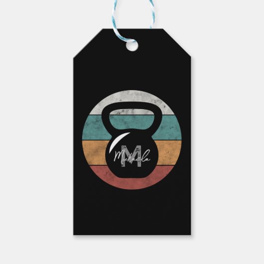  kettlebell aangepast monogram initiaal cadeaulabel (Voorkant)