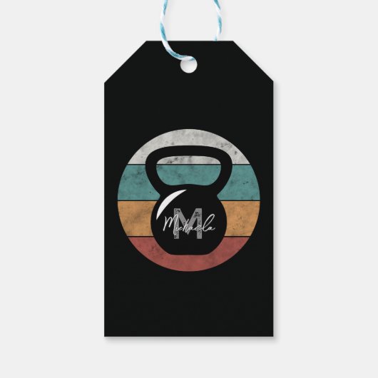 kettlebell aangepast monogram initiaal cadeaulabel (Achterkant)