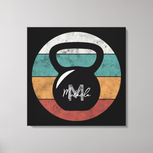  kettlebell aangepast monogram initiaal canvas afdruk