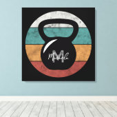 kettlebell aangepast monogram initiaal canvas afdruk (Insitu (Houten vloer))