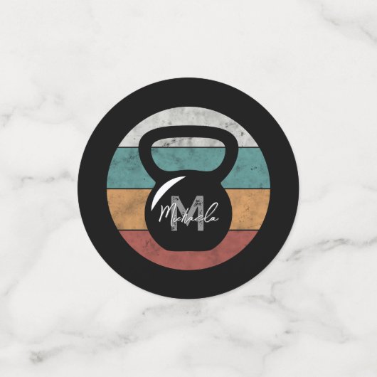 kettlebell aangepast monogram initiaal confetti (Kleine voorkant)