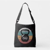  kettlebell aangepast monogram initiaal crossbody tas (Voorkant)