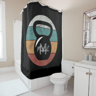  kettlebell aangepast monogram initiaal douchegordijn