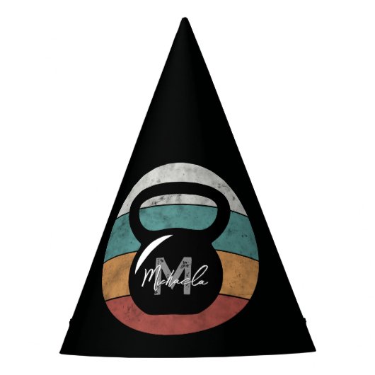  kettlebell aangepast monogram initiaal feesthoedjes (Voorkant)