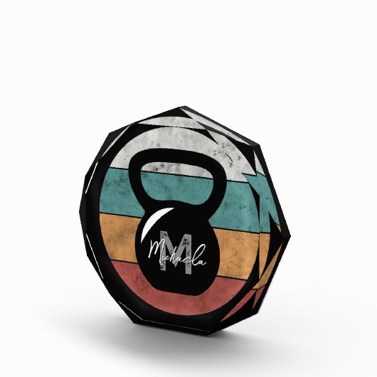  kettlebell aangepast monogram initiaal fotoblokken (Rechts)