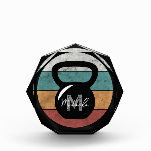  kettlebell aangepast monogram initiaal fotoblokken (Voorkant)