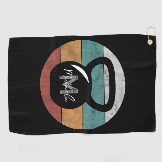  kettlebell aangepast monogram initiaal golfhanddoek (Horizontaal)