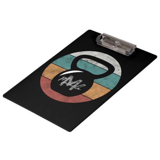  kettlebell aangepast monogram initiaal klembord (Gekanteld)
