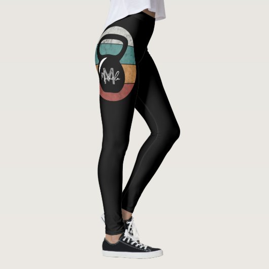  kettlebell aangepast monogram initiaal leggings (Rechts)