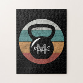 kettlebell aangepast monogram initiaal legpuzzel