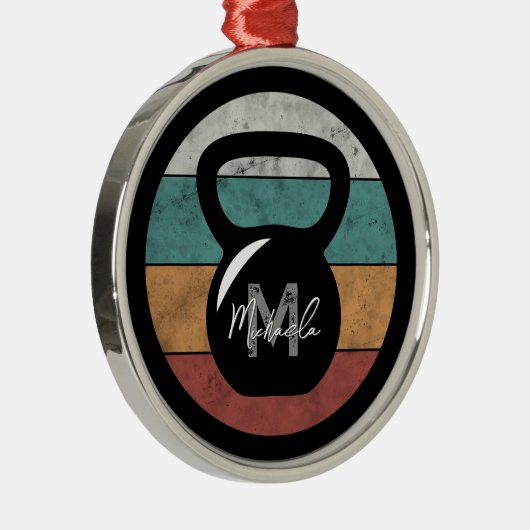  kettlebell aangepast monogram initiaal metalen ornament (Rechts)