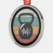 kettlebell aangepast monogram initiaal metalen ornament (Links)