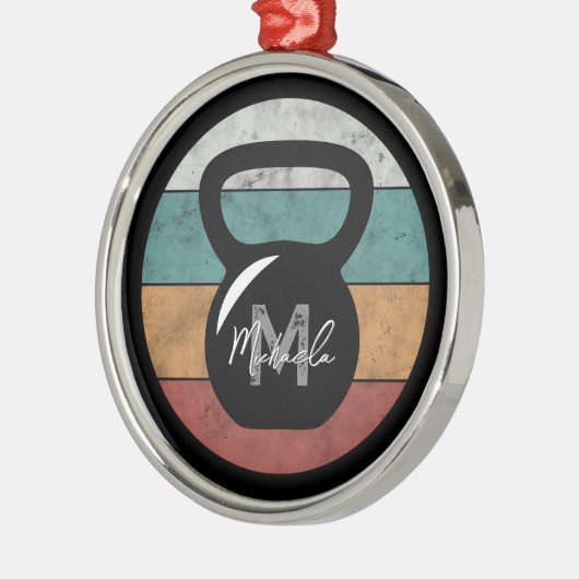  kettlebell aangepast monogram initiaal metalen ornament (Links)