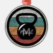 kettlebell aangepast monogram initiaal metalen ornament (Voorkant)