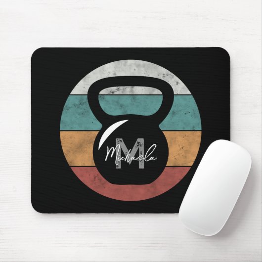kettlebell aangepast monogram initiaal muismat (Met muis)
