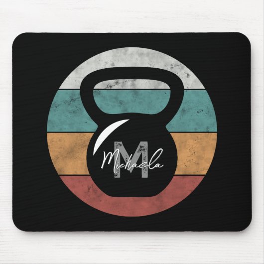 kettlebell aangepast monogram initiaal muismat (Voorkant)