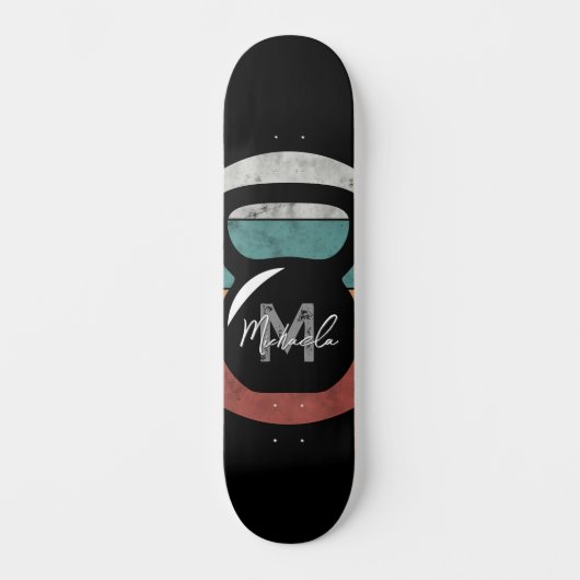 kettlebell aangepast monogram initiaal persoonlijk skateboard (Voorkant)