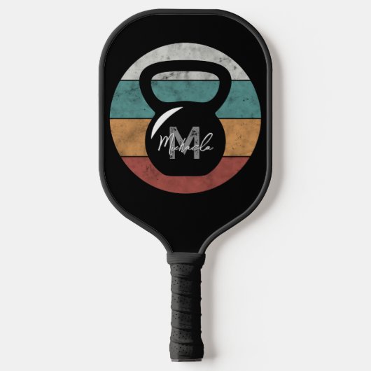  kettlebell aangepast monogram initiaal pickleball paddle (Voorkant)