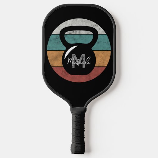 kettlebell aangepast monogram initiaal pickleball paddle (Achterkant)