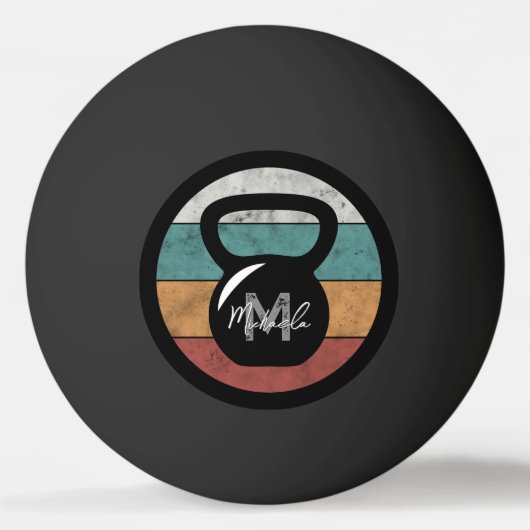 kettlebell aangepast monogram initiaal pingpongbal (Voorkant)