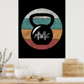 kettlebell aangepast monogram initiaal poster (Keuken)
