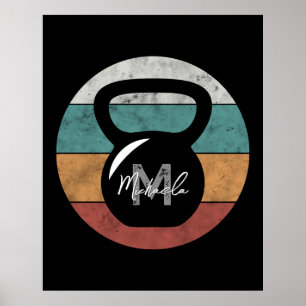  kettlebell aangepast monogram initiaal poster