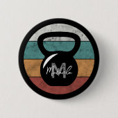  kettlebell aangepast monogram initiaal ronde button 5,7 cm (Voorkant)
