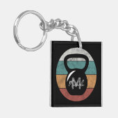 kettlebell aangepast monogram initiaal sleutelhanger (Voorkant Links)
