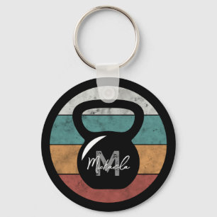  kettlebell aangepast monogram initiaal sleutelhanger