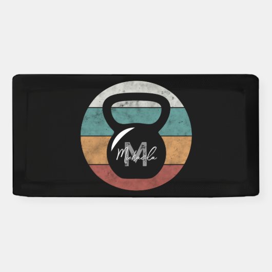 kettlebell aangepast monogram initiaal spandoek (Horizontaal)