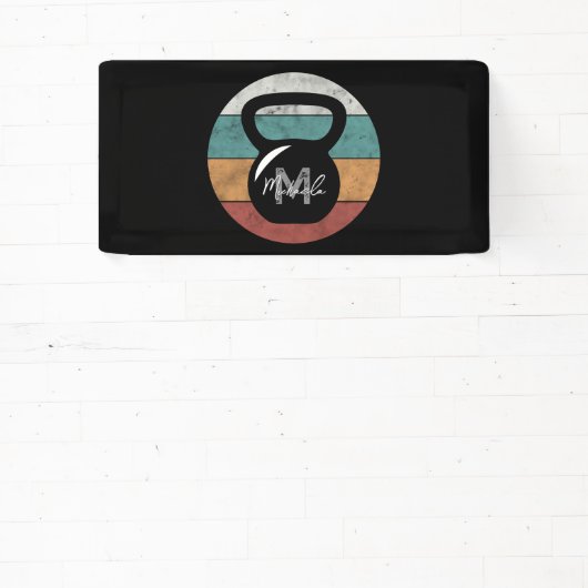 kettlebell aangepast monogram initiaal spandoek (Insitu)