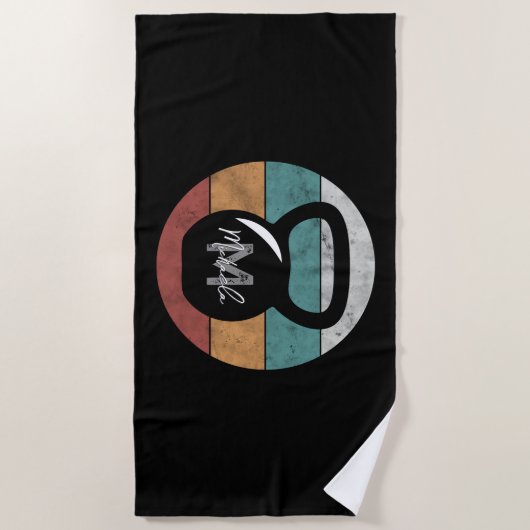  kettlebell aangepast monogram initiaal strandlaken (Voorkant)