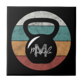  kettlebell aangepast monogram initiaal tegeltje (Voorkant)