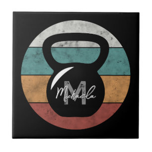  kettlebell aangepast monogram initiaal tegeltje