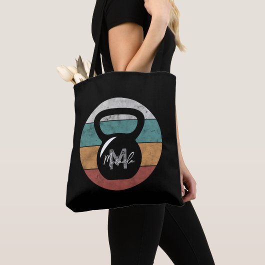 kettlebell aangepast monogram initiaal tote bag (Dichtbij)