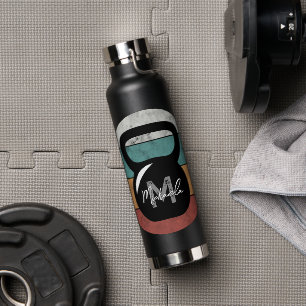 kettlebell aangepast monogram initiaal waterfles