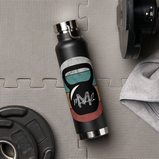  kettlebell aangepast monogram initiaal waterfles (Gym)