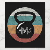  kettlebell aangepast monogram initiaal wijn etiket (Enkel label)