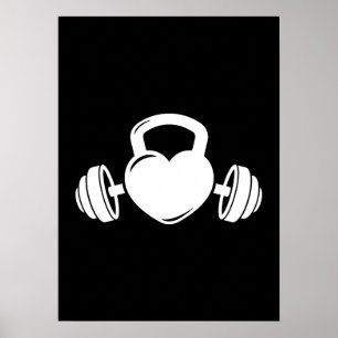 Kettlebell Barbell Love - Gym Workout Motivatie Poster