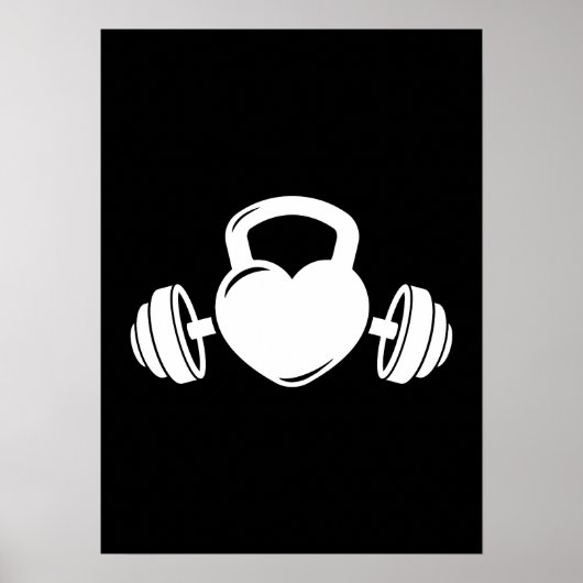 Kettlebell Barbell Love - Gym Workout Motivatie Poster (Voorkant)