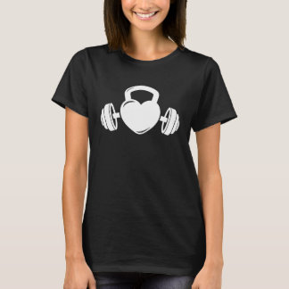 Kettlebell en Barbell Heart Love Gym Workout Mot T-shirt
