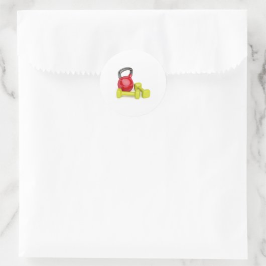 Kettlebell en halters ronde sticker (Tas)