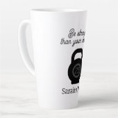 Kettlebell en motivatie fitness offerte op maat latte mok (Linkerhoek)