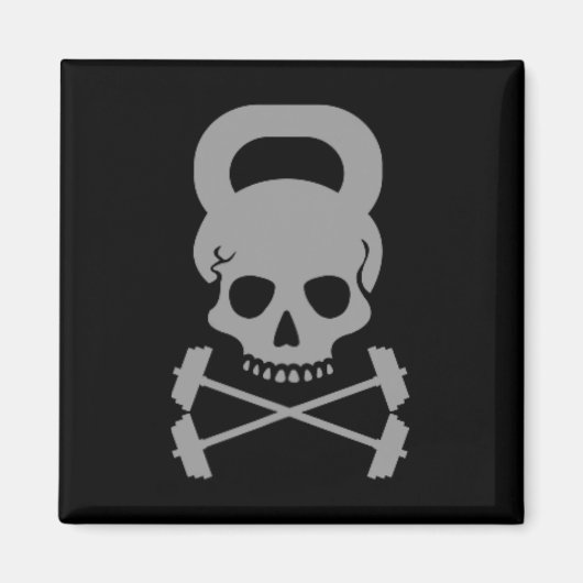 Kettlebell Fitness Skull Designer Workout Magneet (Voorkant)