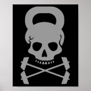  Kettlebell Fitness Skull Designer Workout Poster