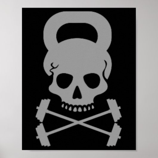 Kettlebell Fitness Skull Designer Workout Poster (Voorkant)